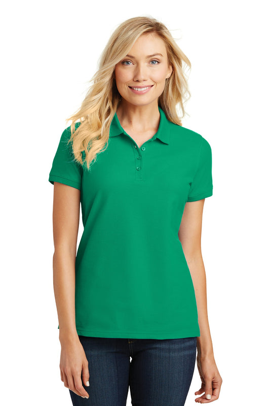 Front View of Brt Kelly Grn Port Authority Women's Core Classic Pique Polo. L100 - 5XL