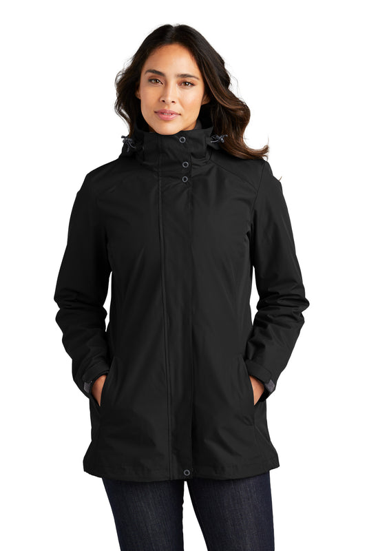 Front View of Black Port Authority Women's All-Weather 3-in-1 Jacket L123 - 4XL