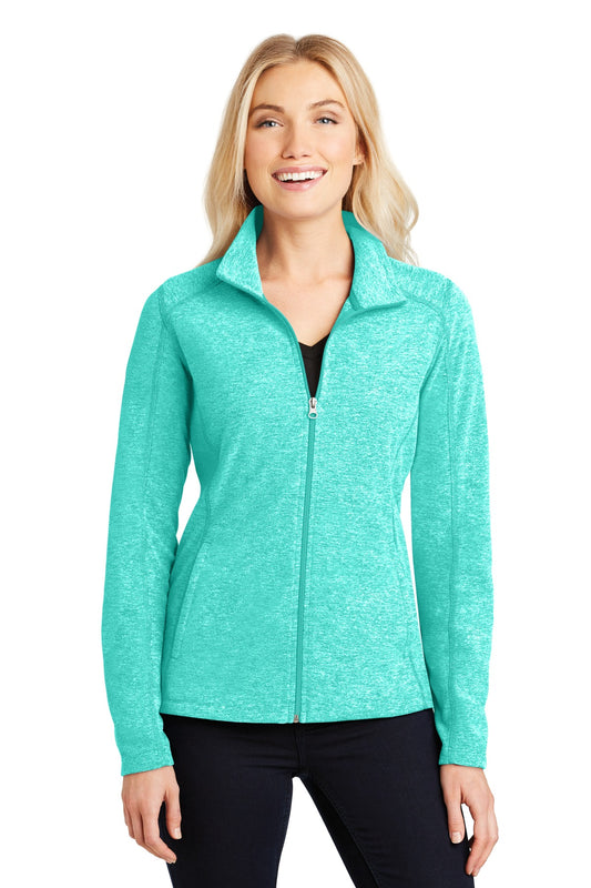 Front View of Aqua Green Hea Port Authority Women's Heather Microfleece Full-Zip Jacket. L235 - 4XL