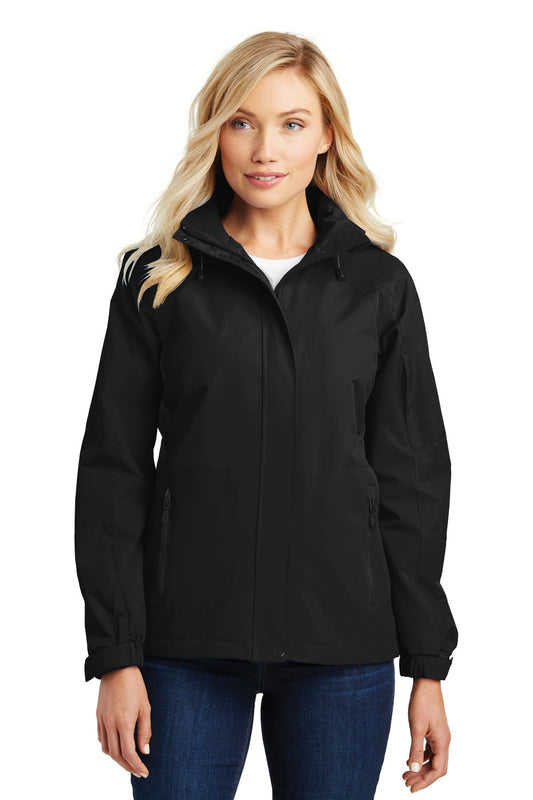 Front View of Black/Black Port Authority Women's All-Season II Jacket. L304 - 4XL