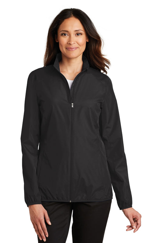 Front View of Black Port Authority Women's Zephyr Full-Zip Jacket. L344 - L