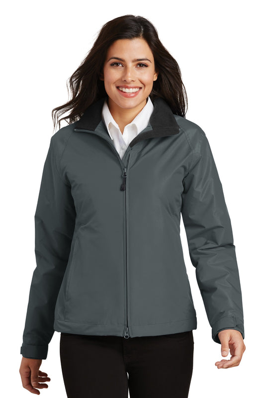 Front View of Steel Gy/Tr Bk Port Authority Women's Challenger Jacket. L354 - 4XL
