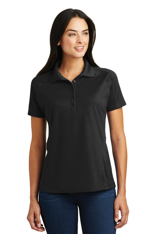Front View of Black Sport-Tek Women's Dri-Mesh Pro Polo. L474 - XS