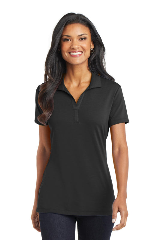 Front View of Black Port Authority Women's Cotton Touch Performance Polo. L568 - 4XL