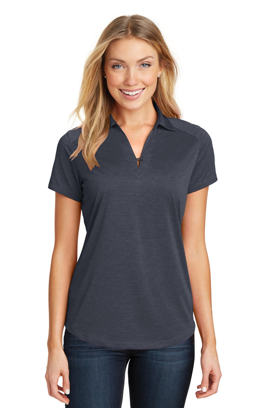 Front View of Dark Grey Port Authority Women's Digi Heather Performance Polo. L574 - S