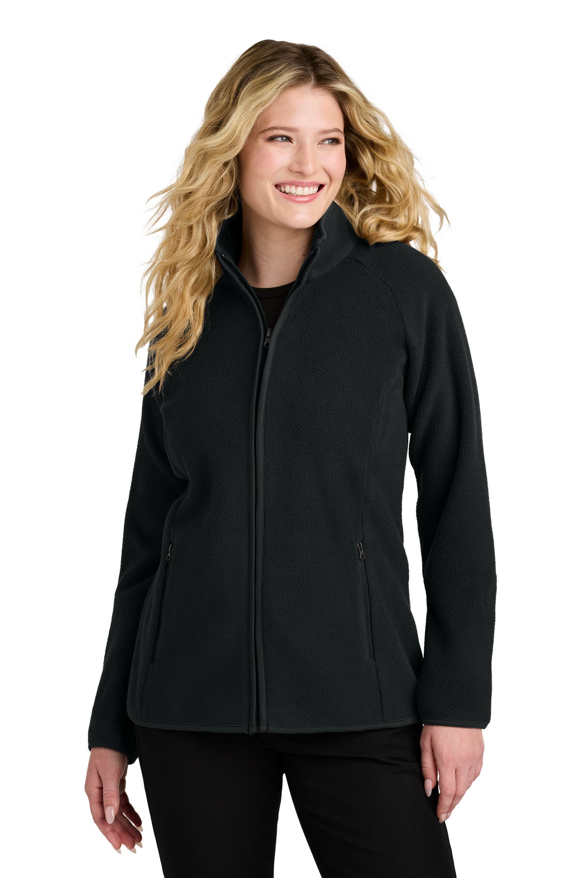 Front View of DeepBlack Port Authority Women's C-FREE Raglan Fleece L700 - 4XL