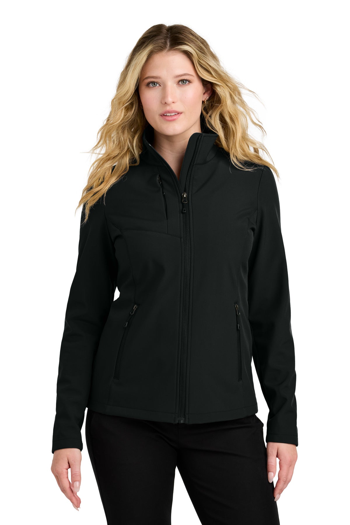 Front View of DeepBlack Port Authority Women's C-FREE Core Soft Shell L720 - XL