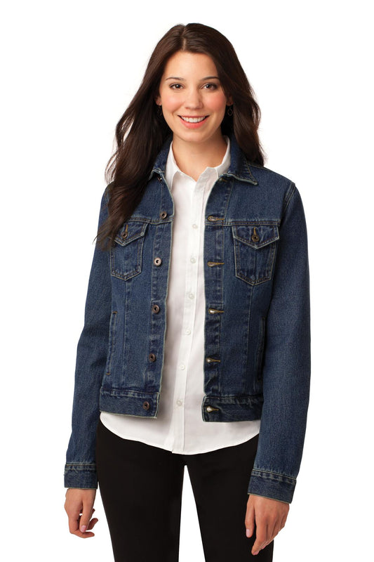 Front View of Denim Port Authority Women's Denim Jacket. L7620 - 3XL
