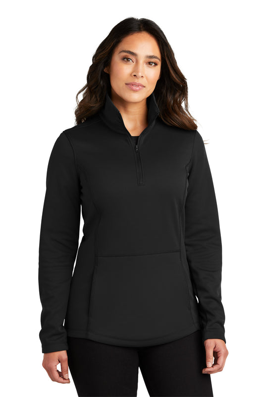 Front View of DeepBlack Port Authority Women's Smooth Fleece 1/4-Zip L804 - XS