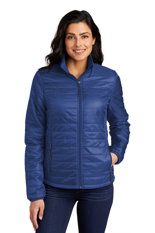 Front View of Cobalt Blue Port Authority Women's Packable Puffy Jacket L850 - M