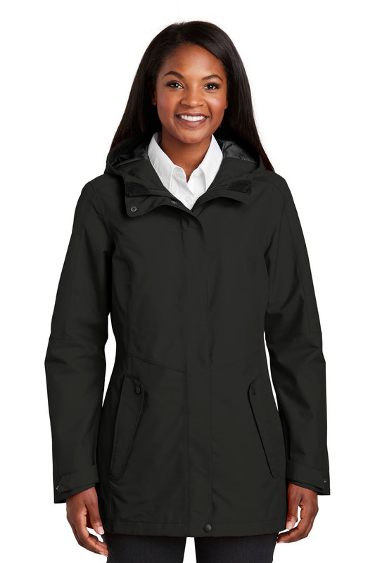 Front View of Deep Black Port Authority Women's Collective Outer Shell Jacket. L900 - M