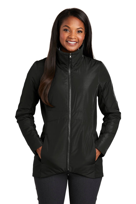 Front View of Deep Black Port Authority Women's Collective Insulated Jacket. L902 - 4XL