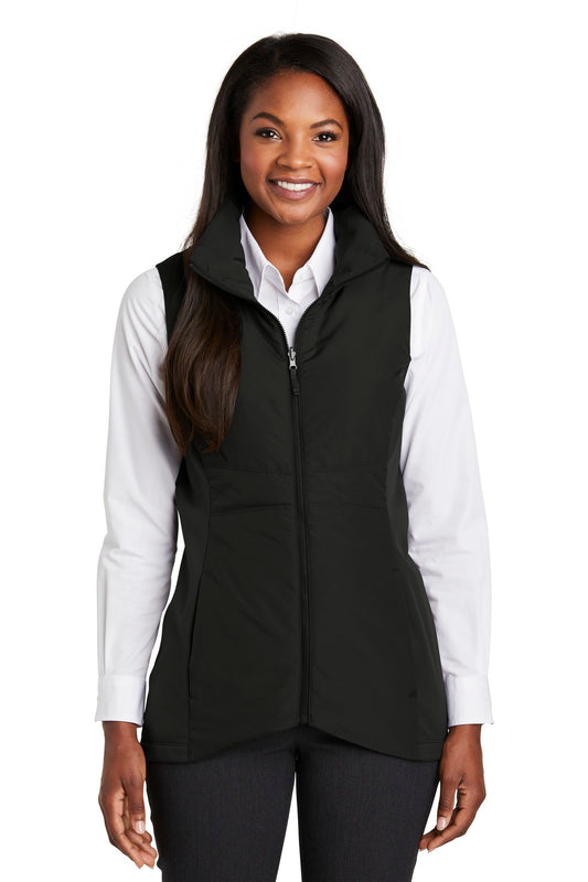 Front View of Deep Black Port Authority Women's Collective Insulated Vest. L903 - M