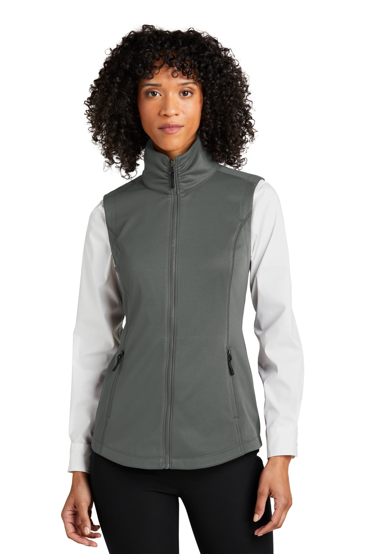 Front View of Graphite Port Authority Women's Collective Smooth Fleece Vest L906 - 3XL