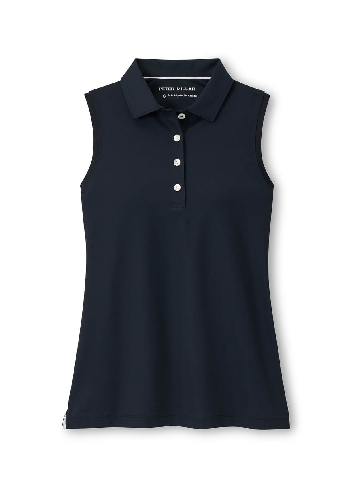 Peter Millar Women's Banded Sport Mesh Sleeveless Button Polo - Black - XS