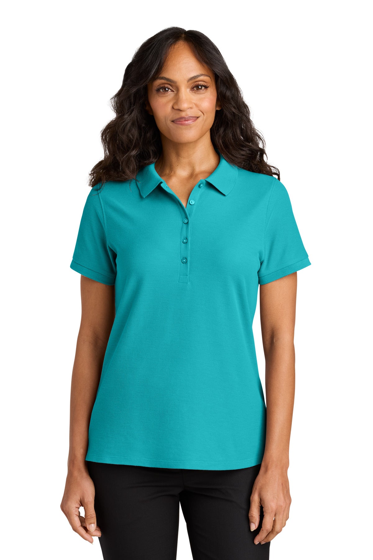 Front View of Aquamarine Port Authority Women's Wearever Signature Pique Polo LK200 - S