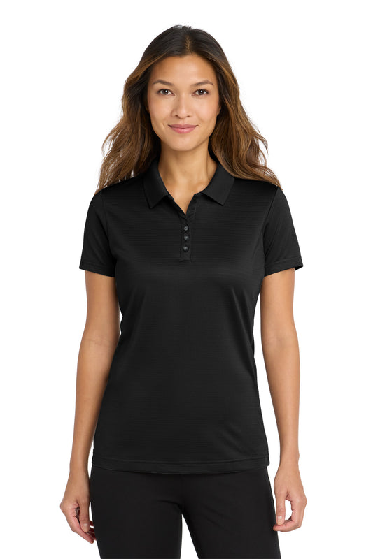 Front View of Deep Black Port Authority Women's Eclipse Stretch Polo. LK587 - L