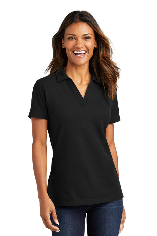 Front View of Black Port Authority Women's C-FREE Cotton Blend Pique Polo LK867 - XS