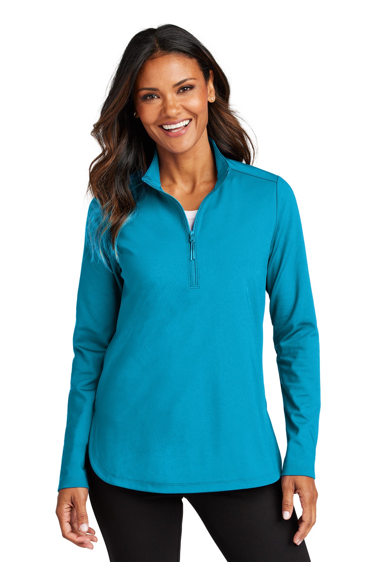 Front View of ParcelBlue Port Authority Women's C-FREE Double Knit 1/4-Zip LK880 - M