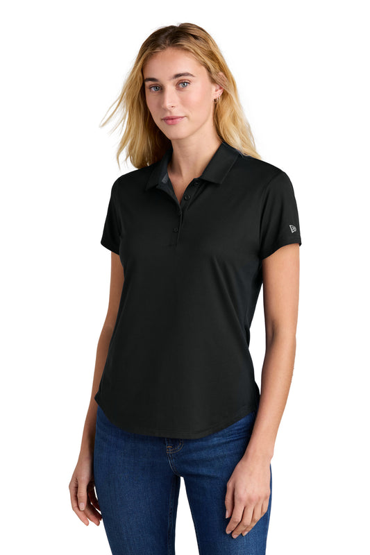 Front View of Black New Era Women's Power Polo LNEA225 - XS