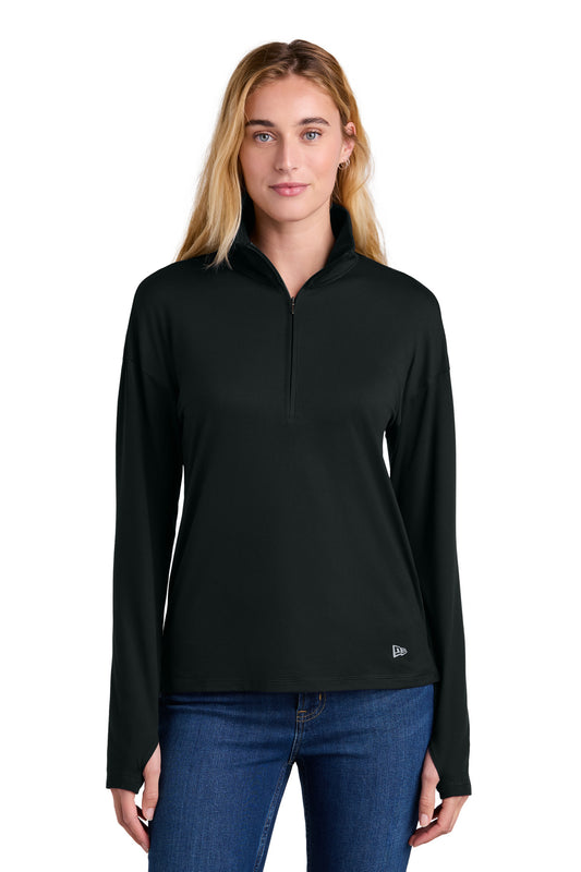 Front View of Black New Era Women's Power 1/2-Zip LNEA228 - XS
