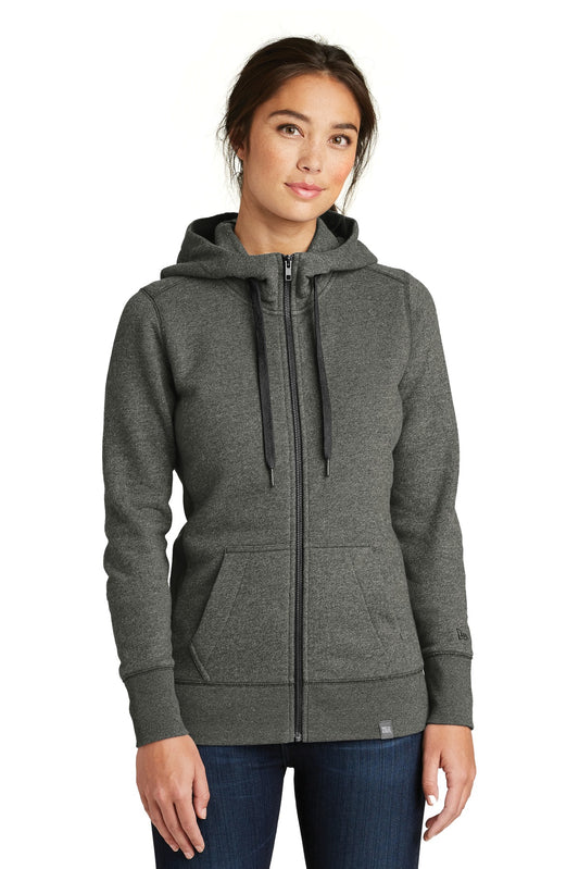 Front View of Black Twist New Era Women's French Terry Full-Zip Hoodie. LNEA502 - XS