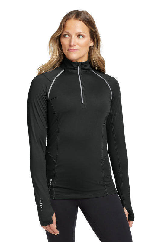 Front View of Blacktop OGIO Women's Nexus 1/4-Zip Pullover. LOE335 - XS