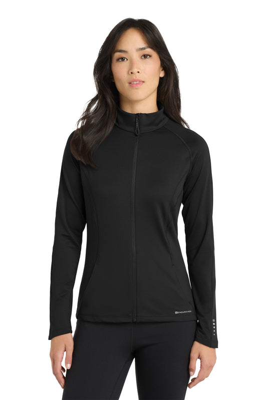 Front View of Blacktop OGIO Women's Radius Full-Zip. LOE551 - XS