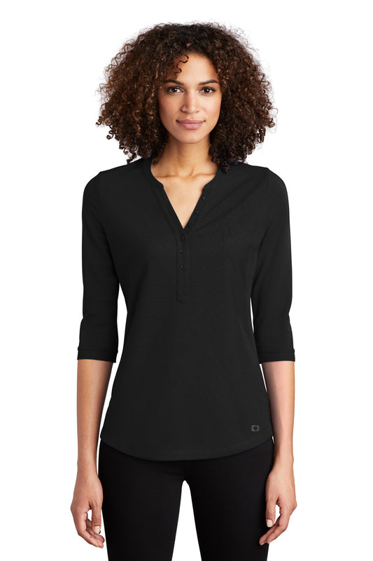 Front View of Blacktop OGIO Women's Jewel Henley LOG104 - XS