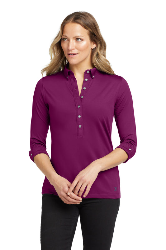 Front View of Berry Burst OGIO Women's Gauge Polo. LOG122 - XS