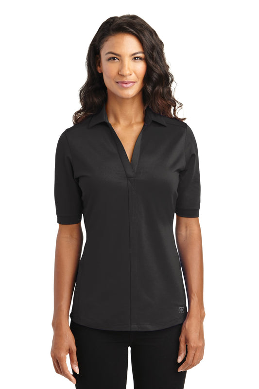 Front View of Blacktop OGIO Women's Metro Polo. LOG130 - XS