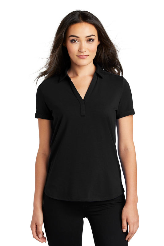 Front View of Blacktop OGIO Women's Limit Polo. LOG138 - XS