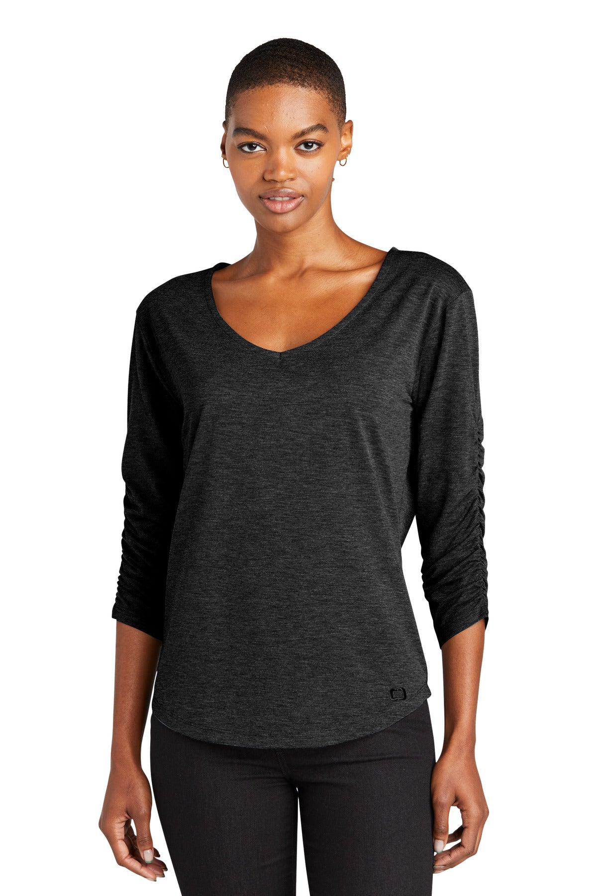 Front View of Blacktop OGIO Women's Evolution V-Neck LOG148 - XS