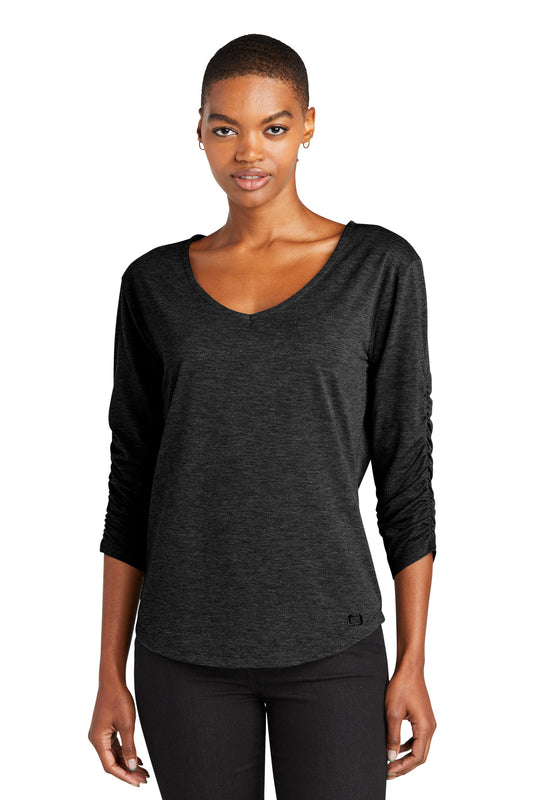 Front View of Blacktop OGIO Women's Evolution V-Neck LOG148 - XS