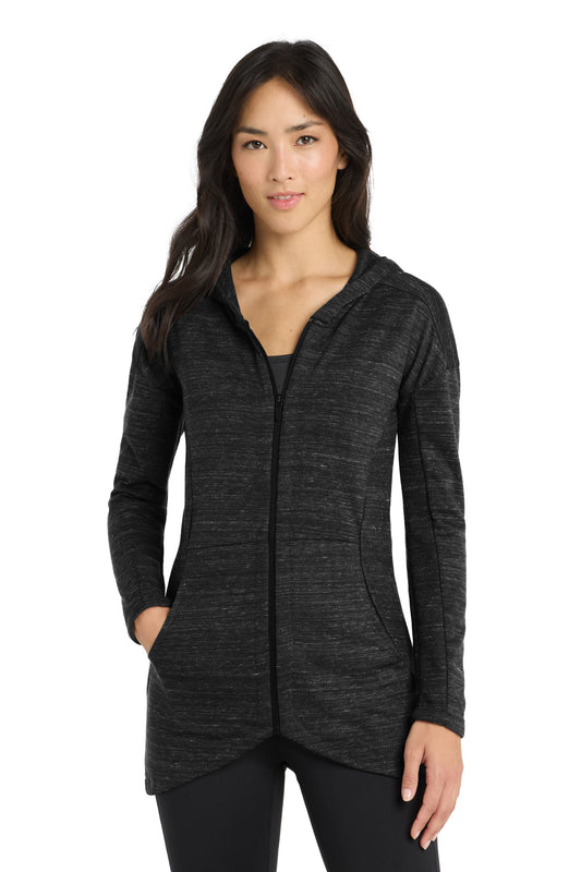 Front View of BktpHthr OGIO Women's Flux Full-Zip Hoodie LOG823 - XS