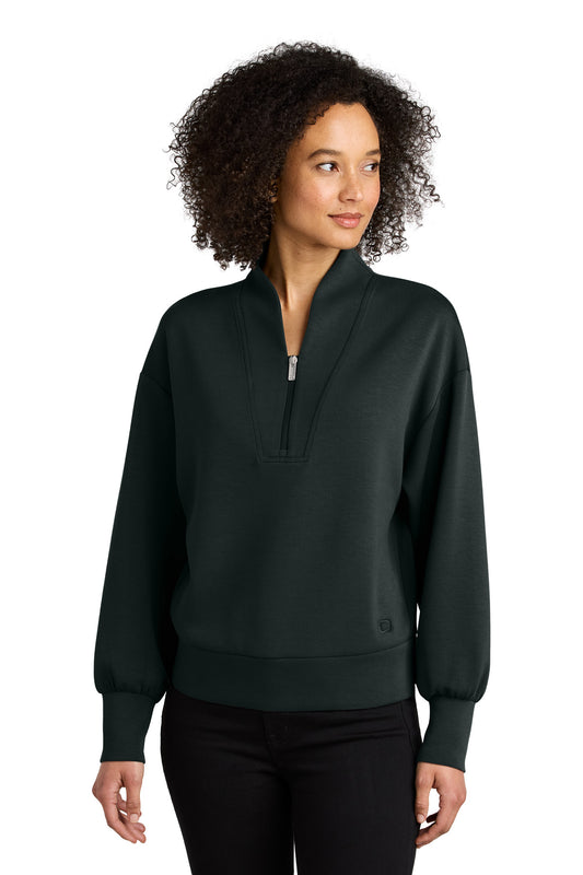 Front View of Blacktop OGIO Women's Transcend 1/4-Zip LOG861 - XS