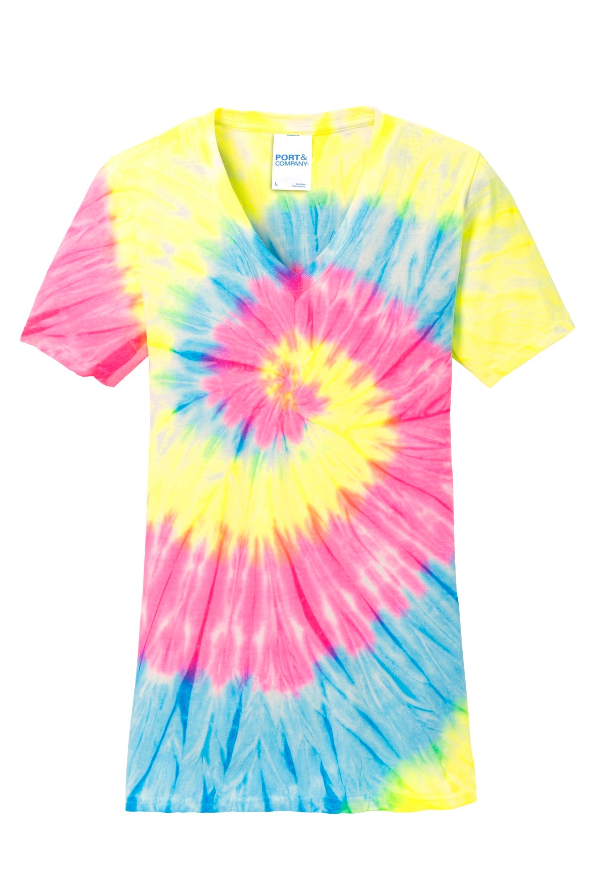 Port & Co Women's Tie-Dye V-Neck Tee. LPC147V