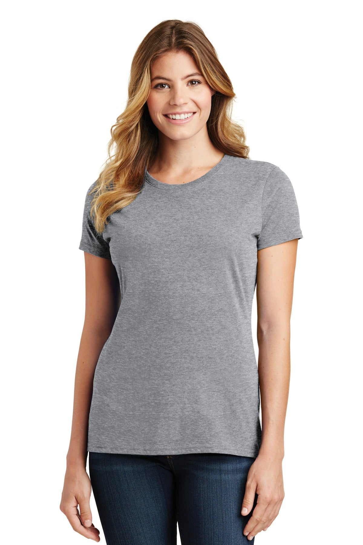 Front View of Athletic Hthr Port & Co Women's Fan Favorite Tee. LPC450 - XS