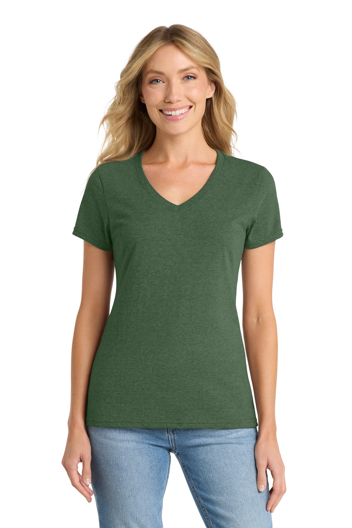 SanMar LPC455V_forestgreenheather_model_front.jpg
