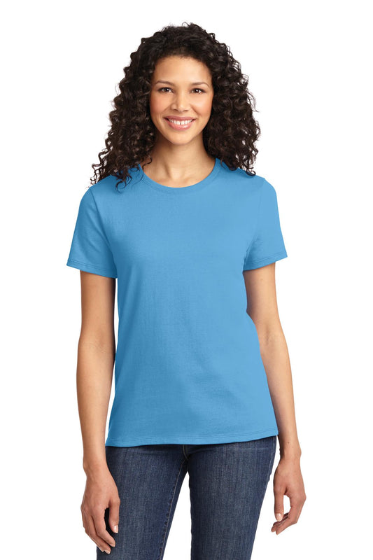 Front View of Aquatic Blue Port & Co Women's Essential Tee. LPC61 - S
