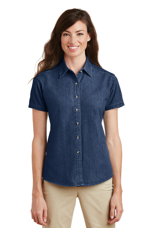 Port & Co Women's Short Sleeve Value Denim Shirt. LSP11