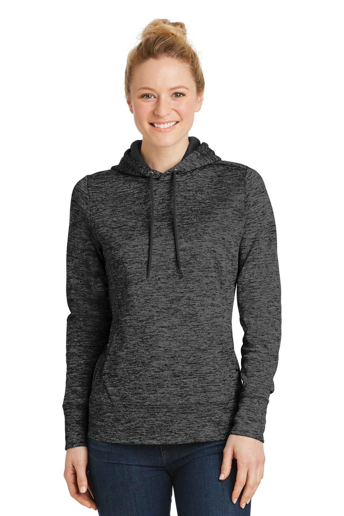 Sport-Tek Women's PosiCharge Electric Heather Fleece Hooded Pullover. LST225
