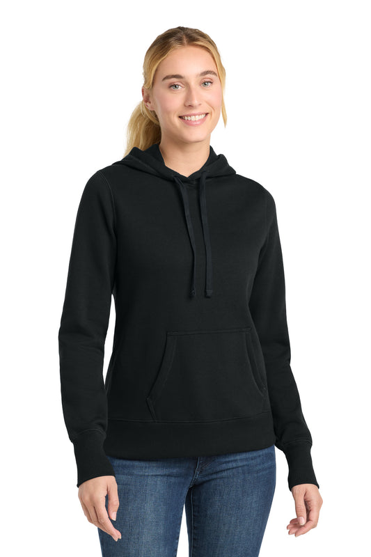 Front View of Black Sport-Tek Women's Pullover Hooded Sweatshirt. LST254 - XL