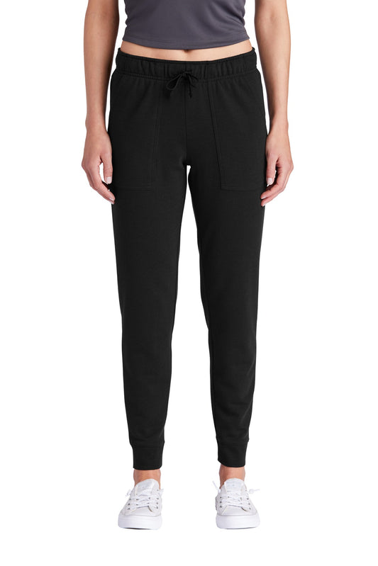 Front View of Black Triad So Sport-Tek Women's PosiCharge Tri-Blend Wicking Fleece Jogger LST299 - XL
