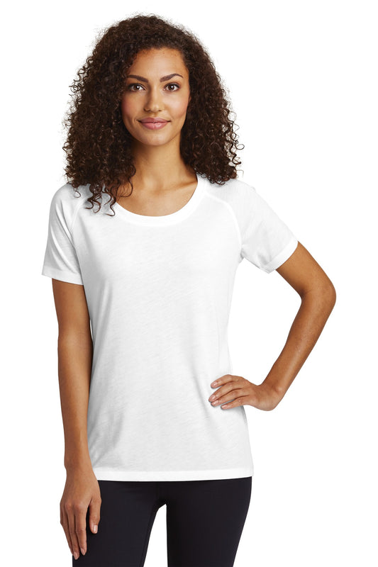 Sport-Tek Women's PosiCharge Tri-Blend Wicking Scoop Neck Raglan Tee. LST400