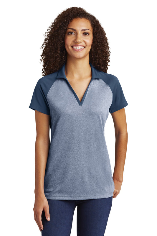 Sport-Tek Women's PosiCharge RacerMesh Raglan Heather Block Polo. LST641