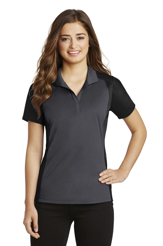 Front View of Iron Gy/Black Sport-Tek Women's Colorblock Micropique Sport-Wick Polo. LST652 - XS