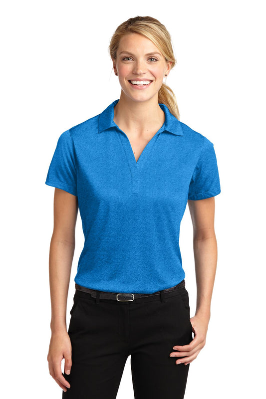 Front View of Blue Wake Hthr Sport-Tek Women's Heather Contender Polo. LST660 - XL