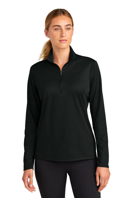 Front View of Black Sport-Tek Women's Micropique Sport-Wick 1/4-Zip LST672 - S