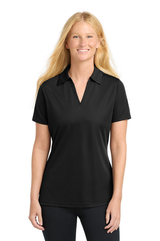 Front View of Black Sport-Tek Women's PosiCharge Active Textured Polo. LST690 - M